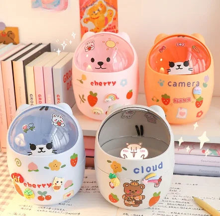 Mini lixeira compacta de gatinho para computador quarto infantil - Produto no Brasil