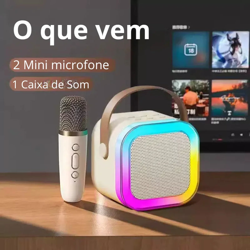 Kit Karaokê com 1 caixa de som recarregável, 2 Microfones e Bluetooth - Produto no Brasil