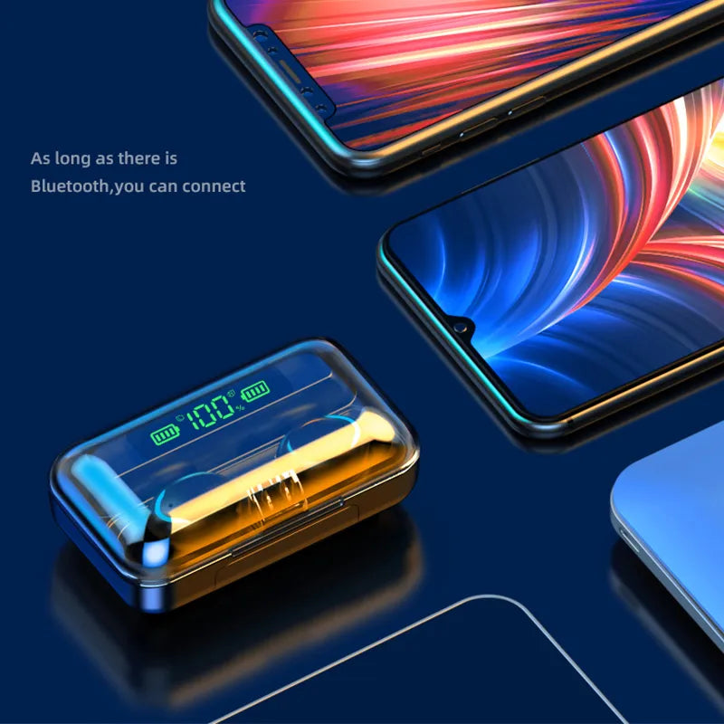 Fone de ouvido TWS F9-5 com display LEd e áudio premium com cancelamento de ruído