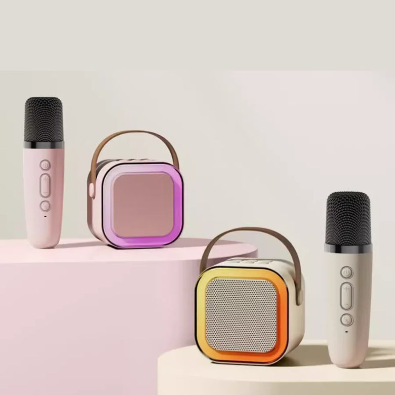 Kit Karaokê com 1 caixa de som recarregável, 2 Microfones e Bluetooth - Produto no Brasil