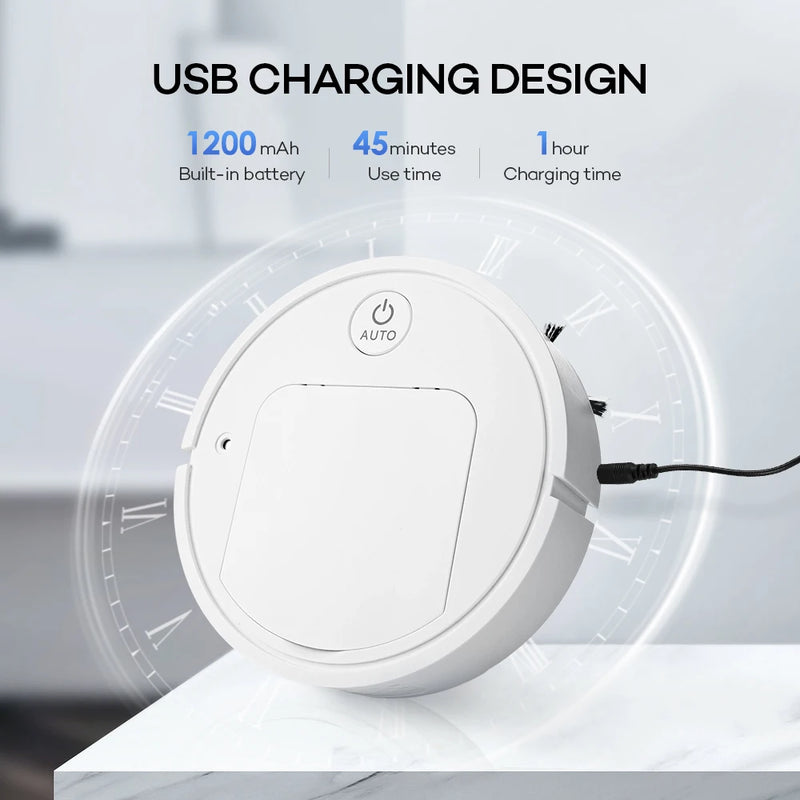 Robô Aspirador 5 em 1, USB recarregável, limpeza automática, máquina de varrer, limpa molhados e aspiradora