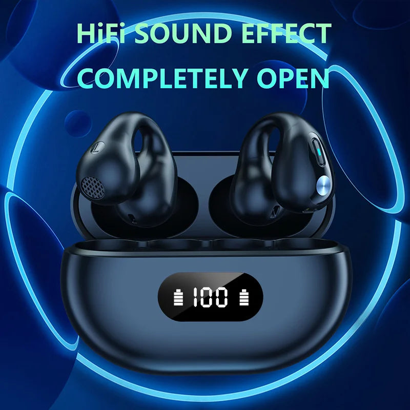 Fones de ouvido esportivo sem fio Bluetooth 5.3 por condução óssea