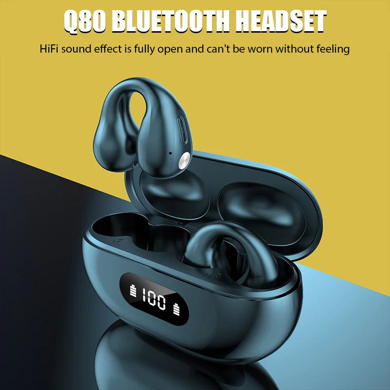 Fones de ouvido esportivo sem fio Bluetooth 5.3 por condução óssea
