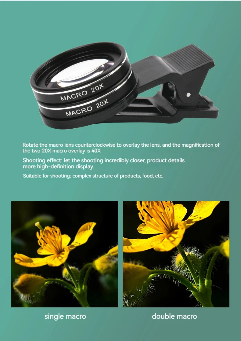 Lente profissional para macrofotografias - 4K 20X 40X 37mm