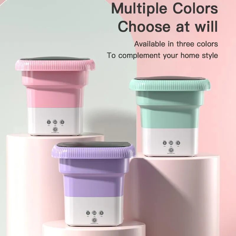 Mini máquina de lavar portátil de secagem rotativa para roupas leves e viagem - 6L