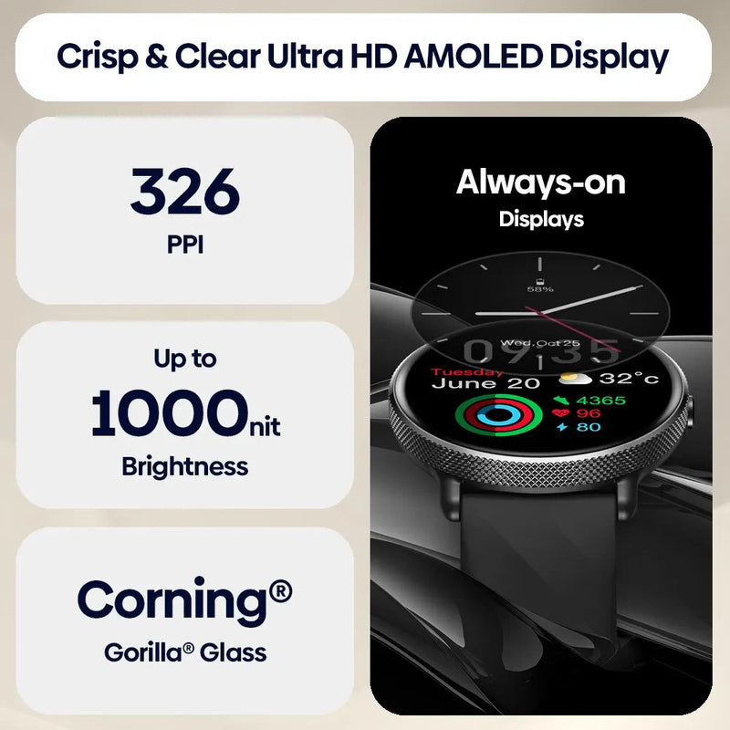 Smartwatch Zeblaze GTR 3 Pro com tela AMOLED, display de aço inoxidável