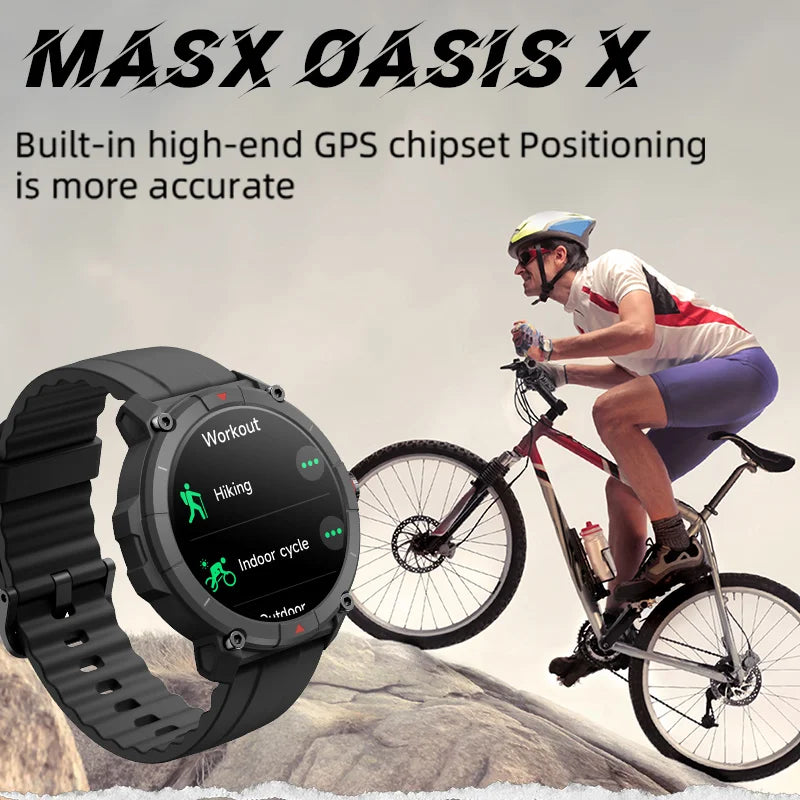 Smartwatch MASX Oasis X Premium - Relógio inteligente com tela Ultra HD, GPS integrado, chamadas telefônicas. Esportivo de nível militar 2024
