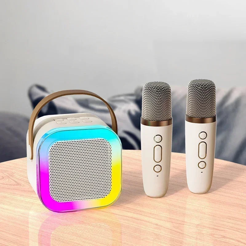 Kit Karaokê com 1 caixa de som recarregável, 2 Microfones e Bluetooth - Produto no Brasil