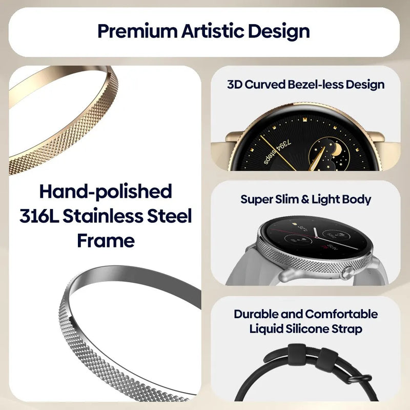 Smartwatch Zeblaze GTR 3 Pro com tela AMOLED, display de aço inoxidável