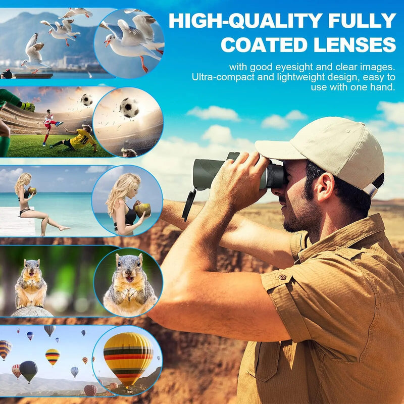 Telescópio monocular portátil de longo alcance para camping e caça. Inclui tripé e clipe de telefone - Zoom 80x100