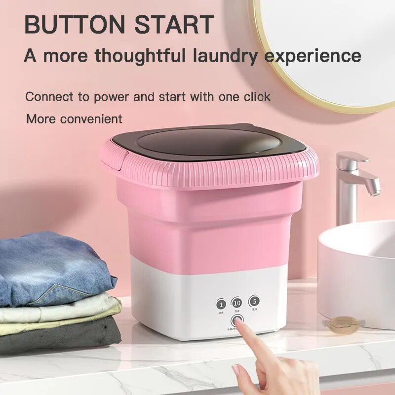 Mini máquina de lavar portátil de secagem rotativa para roupas leves e viagem - 6L