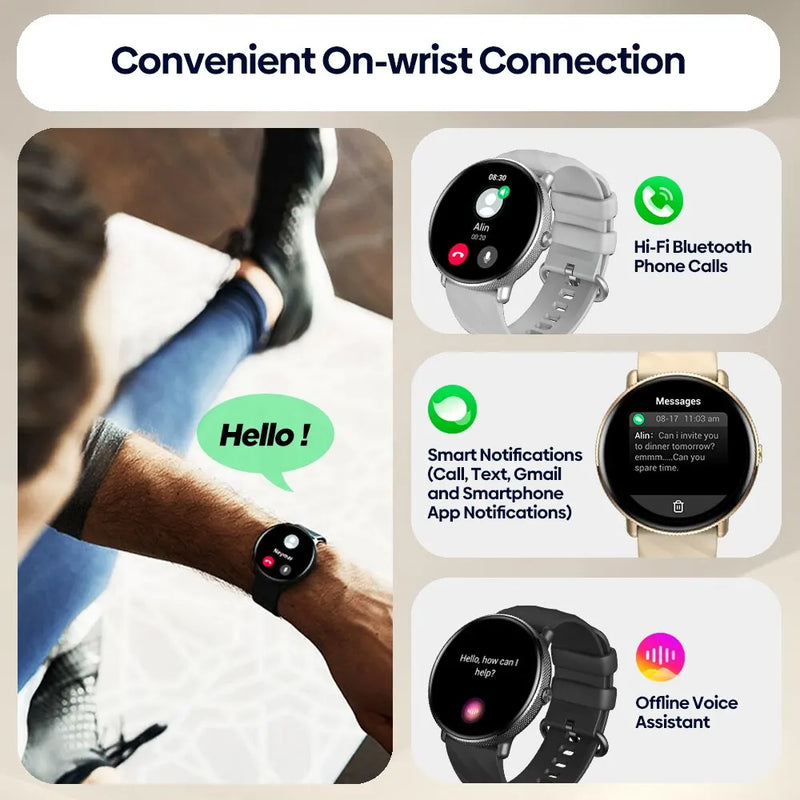 Smartwatch Zeblaze GTR 3 Pro com tela AMOLED, display de aço inoxidável