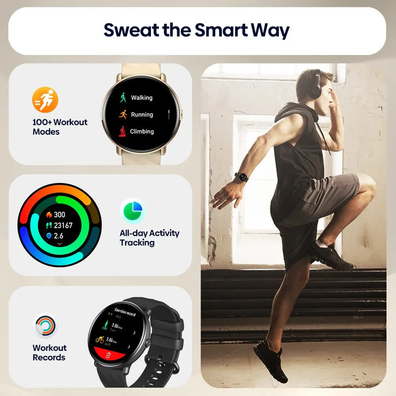 Smartwatch Zeblaze GTR 3 Pro com tela AMOLED, display de aço inoxidável