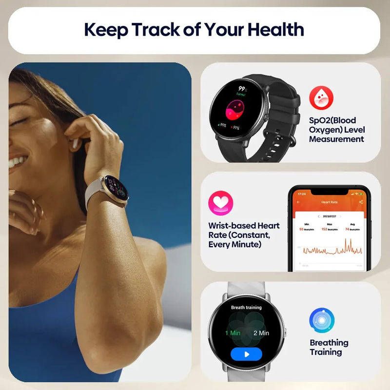 Smartwatch Zeblaze GTR 3 Pro com tela AMOLED, display de aço inoxidável