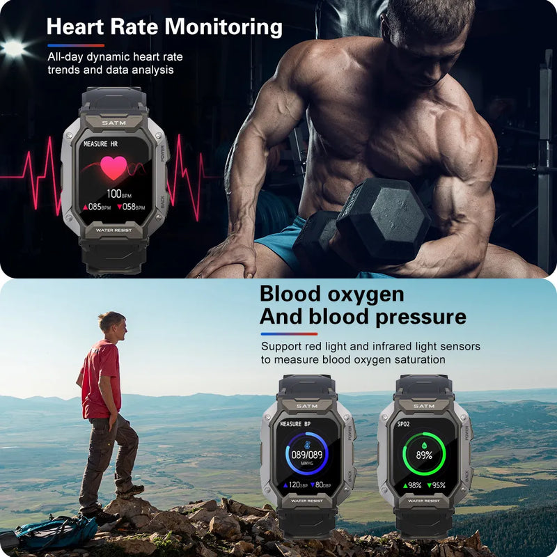 Relógio militar - Esportes ao ar livre, rastreador fitness e monitor de saúde