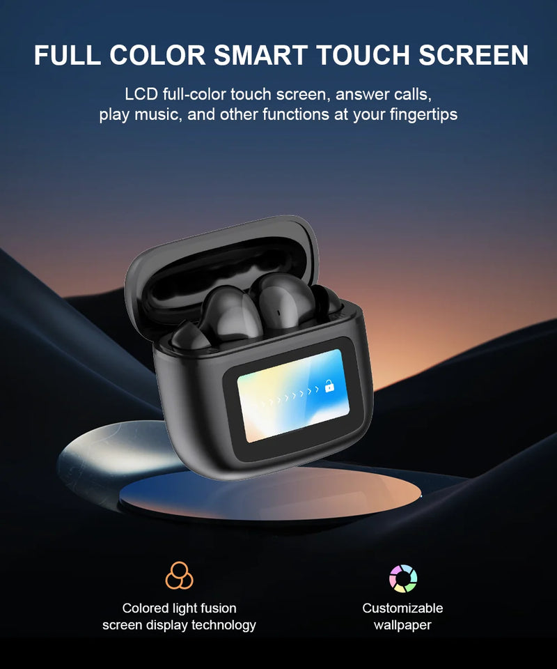 Fones de ouvido inteligente com tela LCD sensível ao toque, bluetooth e bateria de longa duração